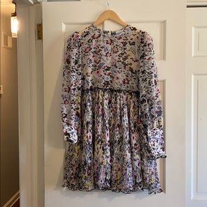 Ganni long sleeve egrette multi color dress